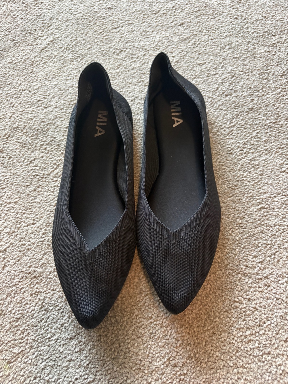 MIA Black Knit Pointed-Toe Flats – Rothy’s Style - 7